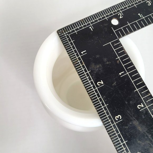 Vintage MCM Milk Glass Mandala Medallion Pattern Vase 7" White w Brown Pattern - Picture 8 of 8